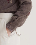 Yerse Flower Embroidered Wool Blend Jumper - Stone/Maroon
