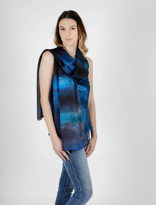 Carmen Kirstein NZ inspired silk scarf - Glow Worms