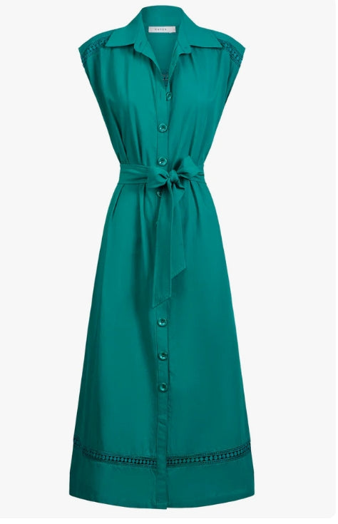 Santos Sleeveless Shirt Dress - Teal