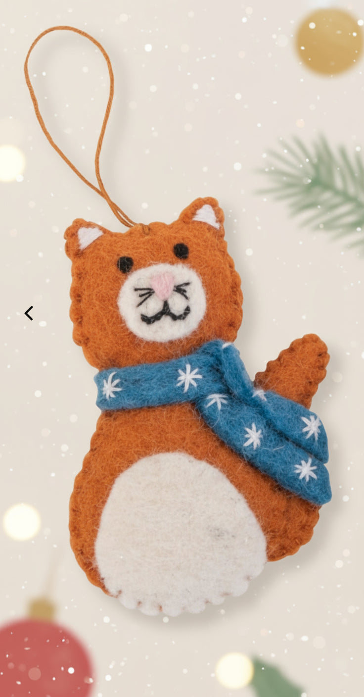 Pashom Cat with Scarves Christmas Decorations