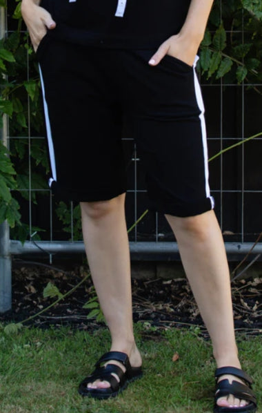 White on Black short with side stripe