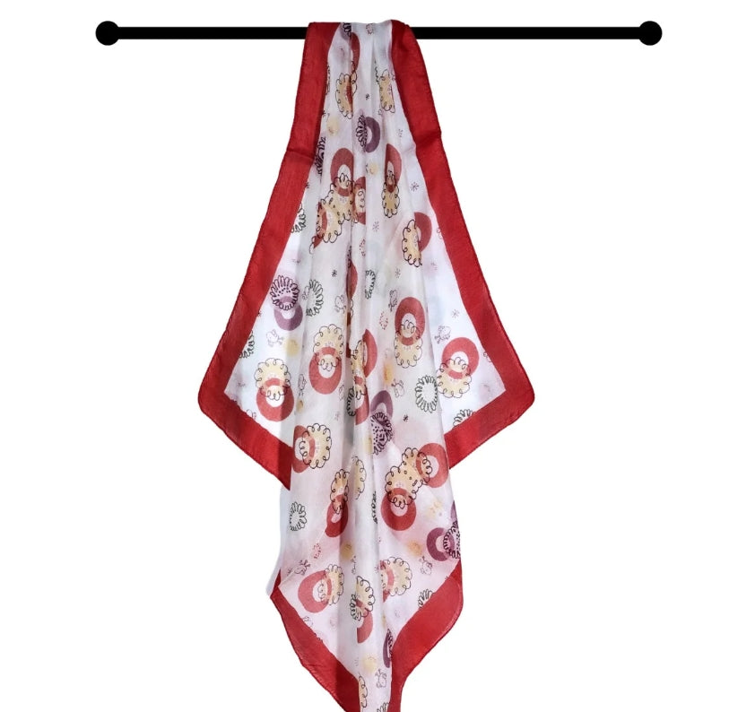 Silk neck scarf - Geometric Red