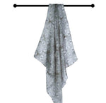 Silk neck scarf - Grey Japanese floral