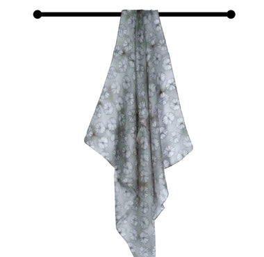 Silk neck scarf - Grey Japanese floral