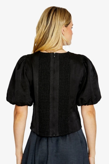 Ellie Panel Detail Top in Black