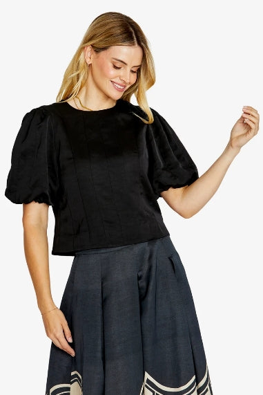Ellie Panel Detail Top in Black