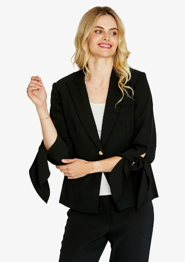 Manhattan Tie Sleeve Blazer in Black