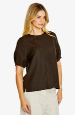 Layla Short Sleeve Button Back Top in Chocolate