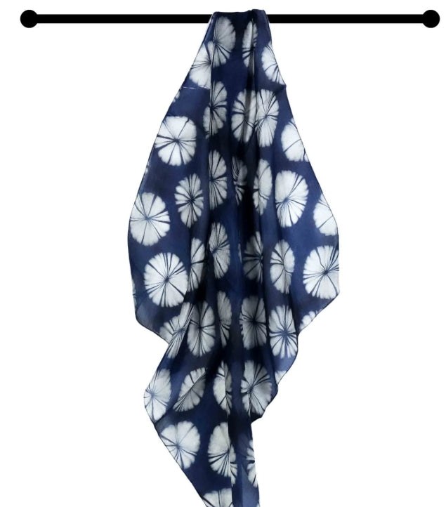 Silk Scarf square - Japanese Blue