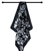 Floral Pure Silk Square Scarf - Black Floral