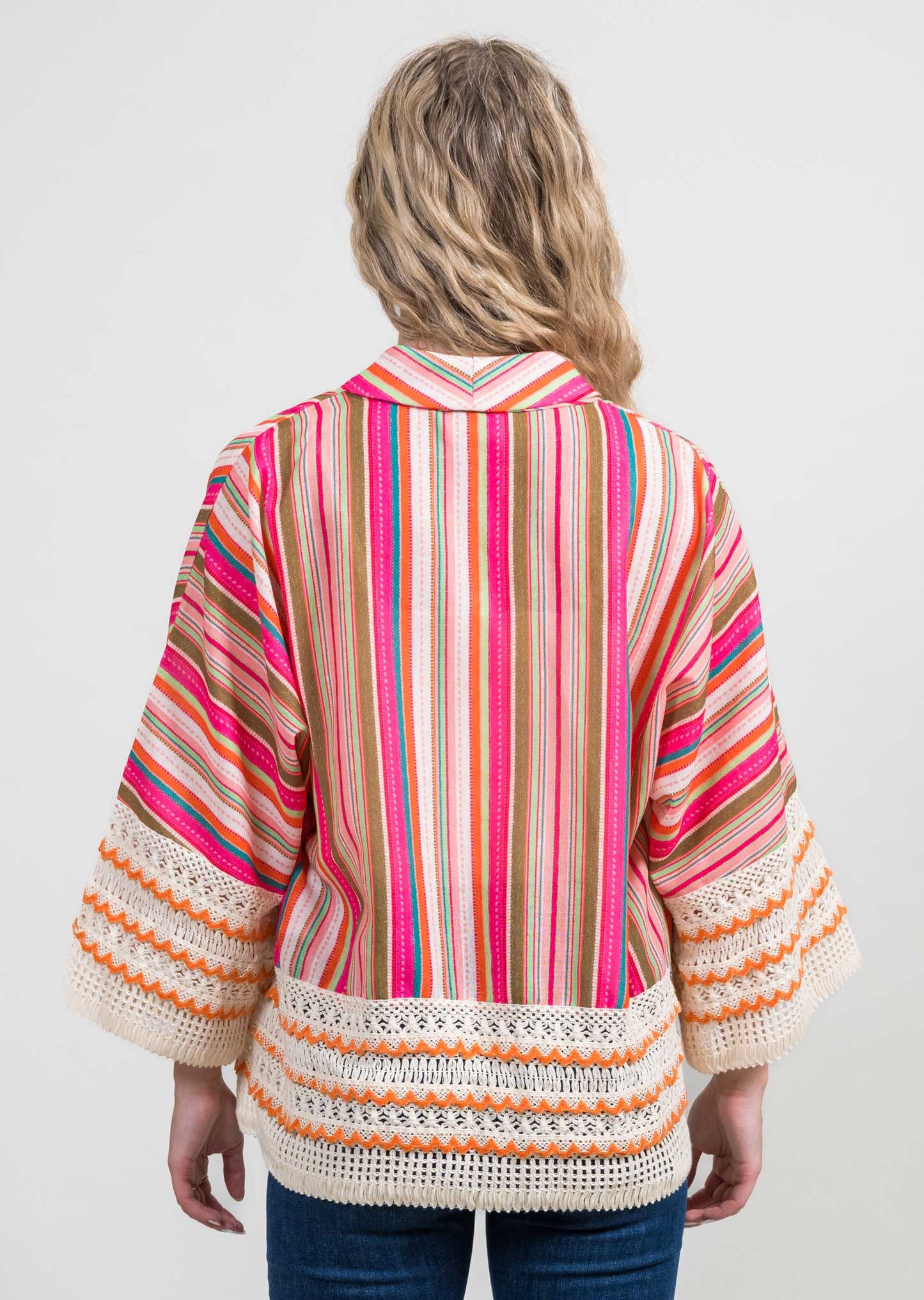 Stripe Crochet Detail Jacket by Trisha Tyler