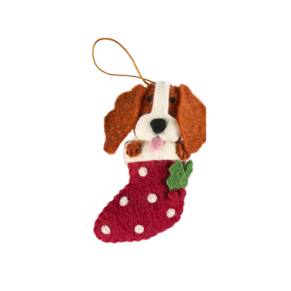 Pashom King Charles in Stocking hanging decoration