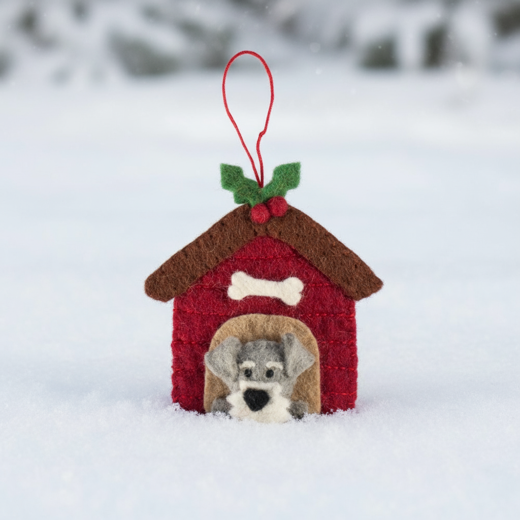 Pashom Schnauzer in Kennel Christmas decoration