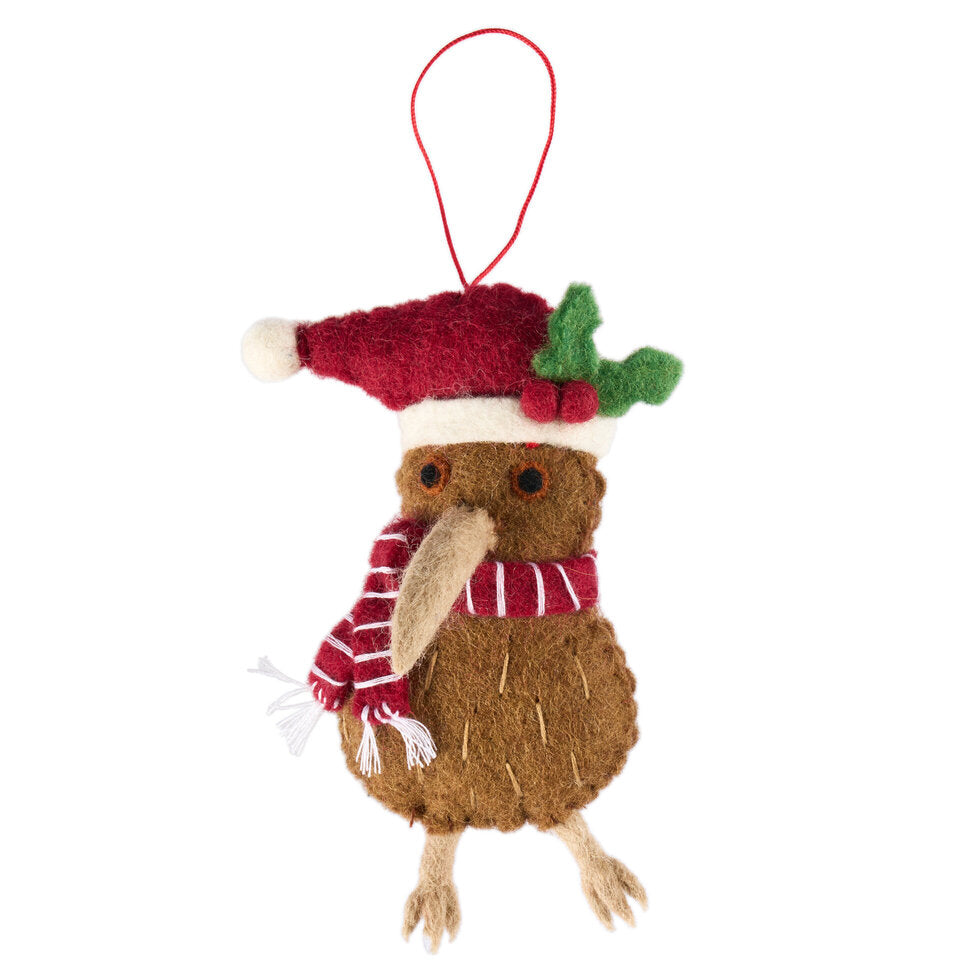 Pashom NZ kiwi bird with holly decoration