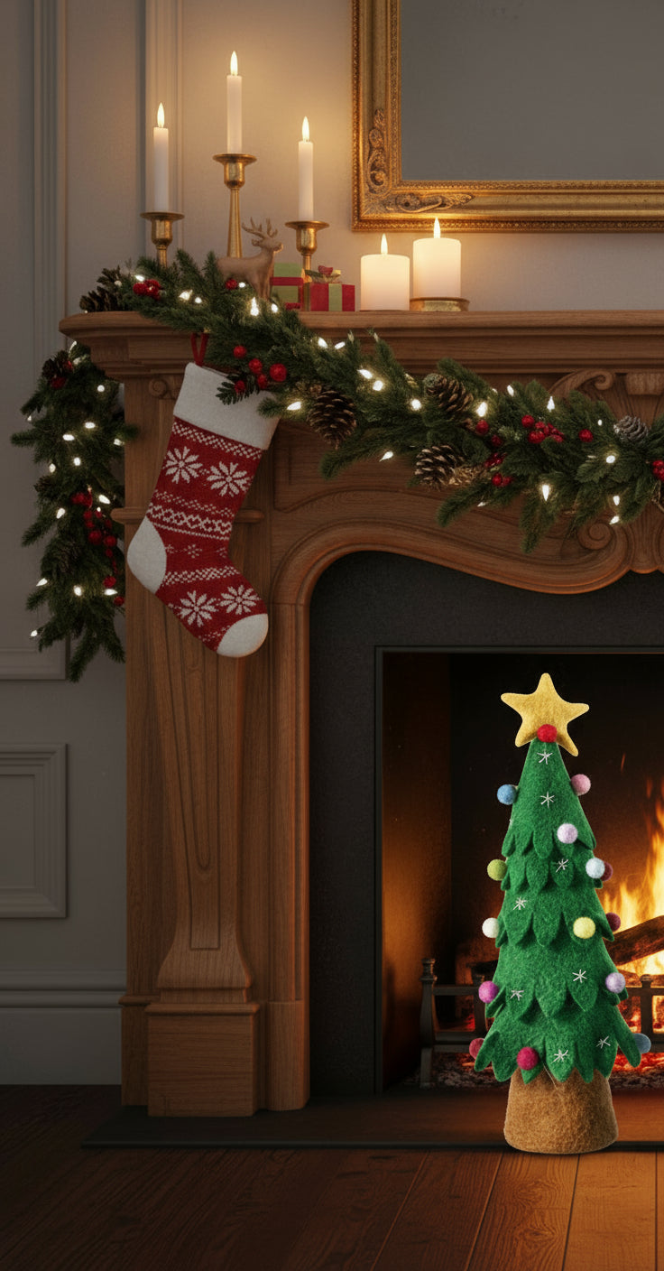 Pashom Standing Large Christmas Tree Decoration with star and decorations