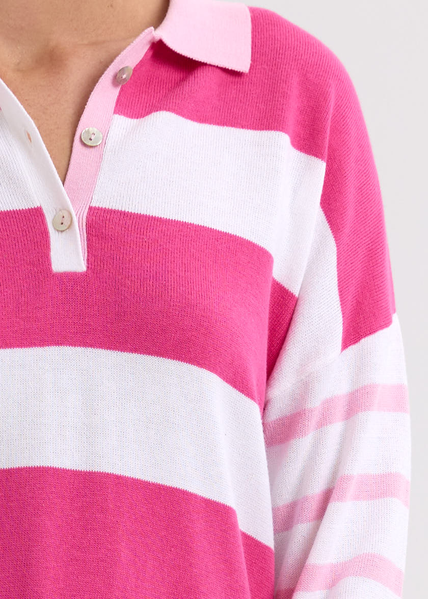 Zacket & Plover Blah Blah Rugby Top - Pink