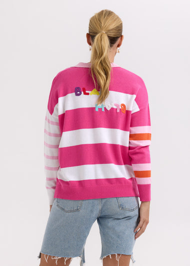 Zacket & Plover Blah Blah Rugby Top - Pink