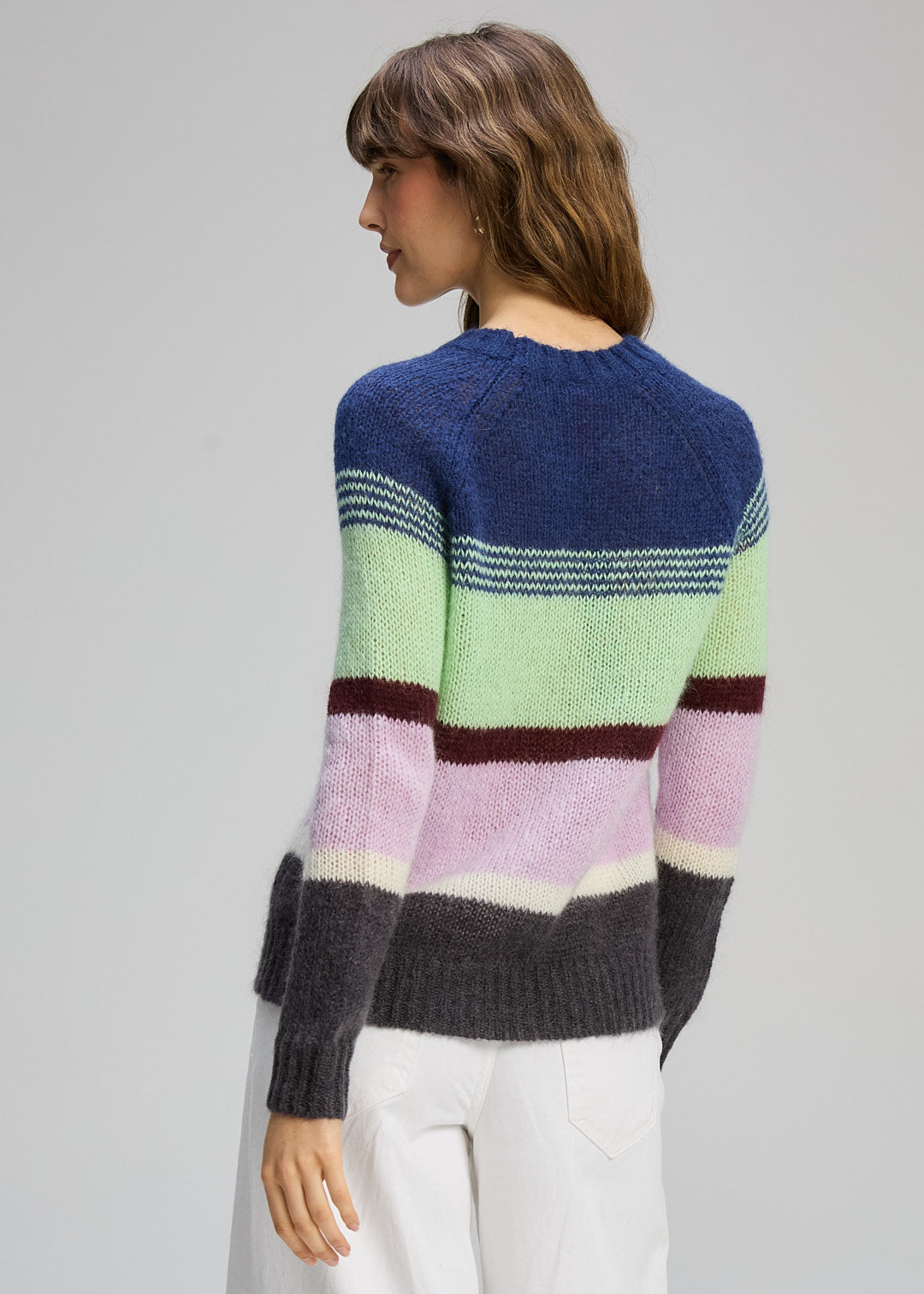 Z&P Kid Mohair Lines Crew -Lilac Mist