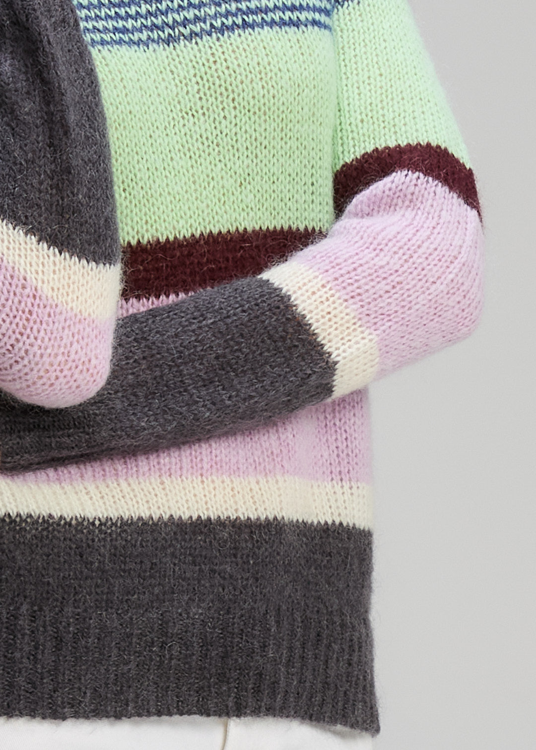 Z&P Kid Mohair Lines Crew -Lilac Mist