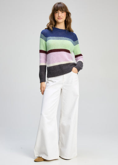 Z&P Kid Mohair Lines Crew -Lilac Mist
