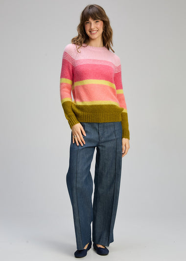 Z&P Kid Mohair Lines Crew - Neon Sorbet