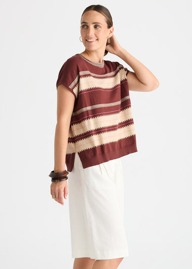 Zig Detail Top from Zacket & Plover - Sangria