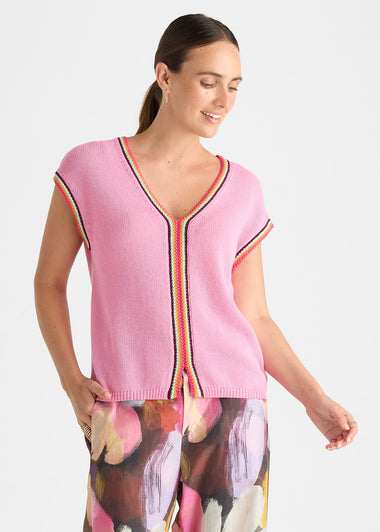 Crochet Trim Tank from Zacket & Plover - Begonia Park colour
