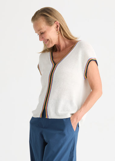 Crochet Trim Tank from Zacket & Plover - White colour