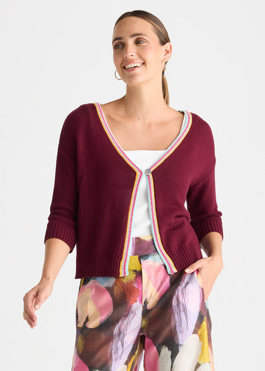 Crochet Trim Cardi from Zacket & Plover - Dak Ruby