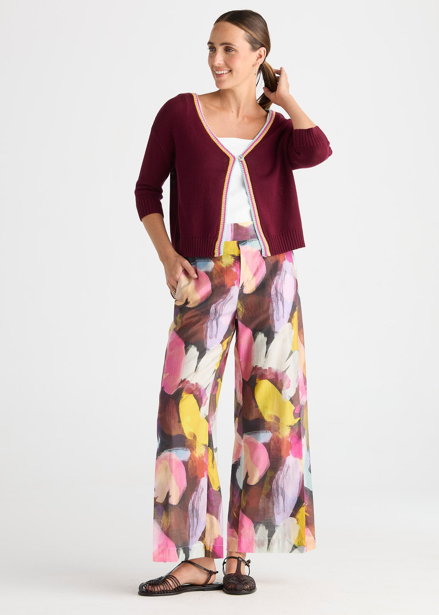 Crochet Trim Cardi from Zacket & Plover - Dak Ruby
