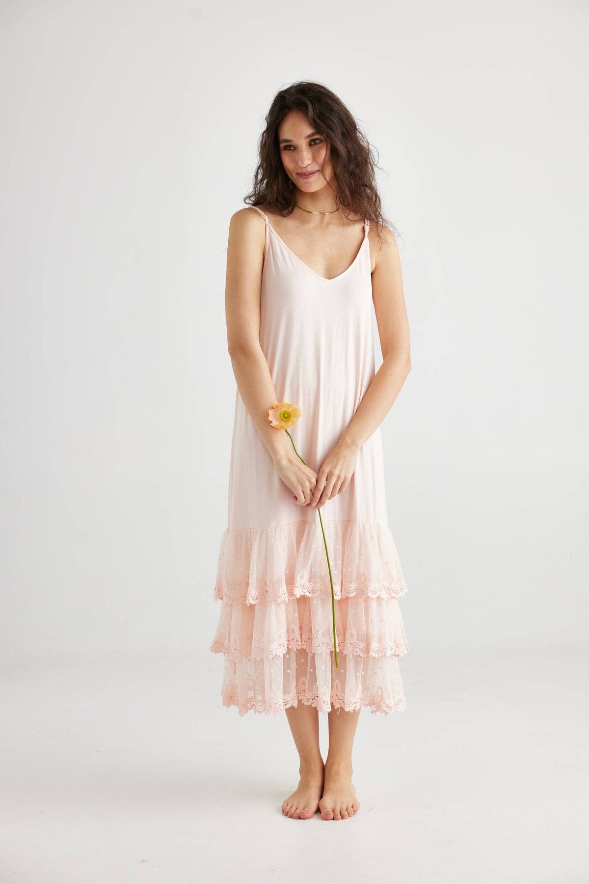 Evangeline Slip Dress in Ballerina Pink
