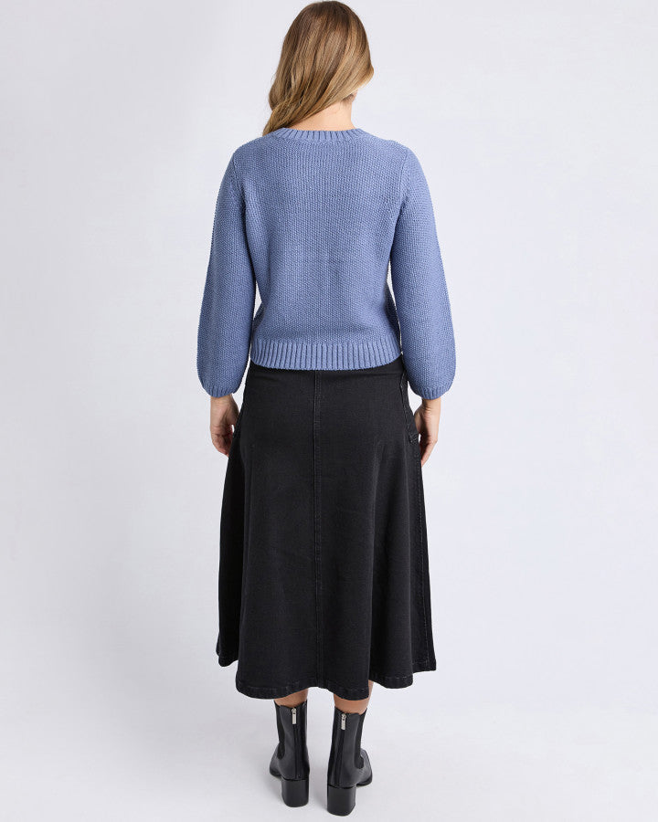 Foxwood Blair long sleeve knit top in Country Blue