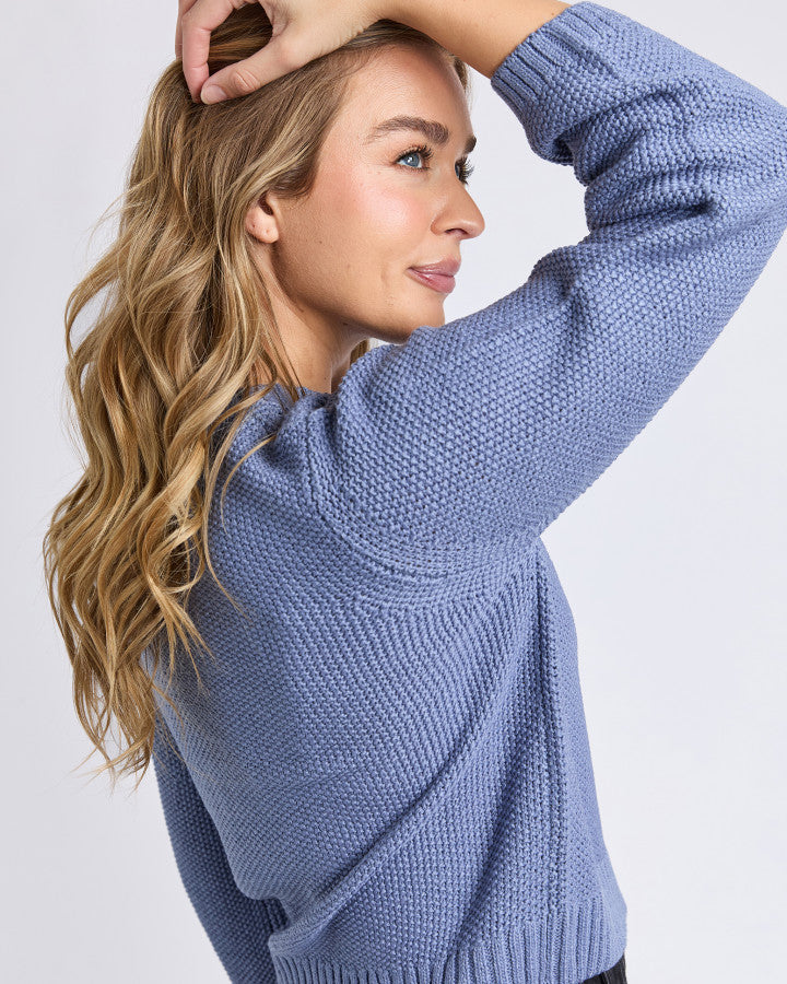 Foxwood Blair long sleeve knit top in Country Blue