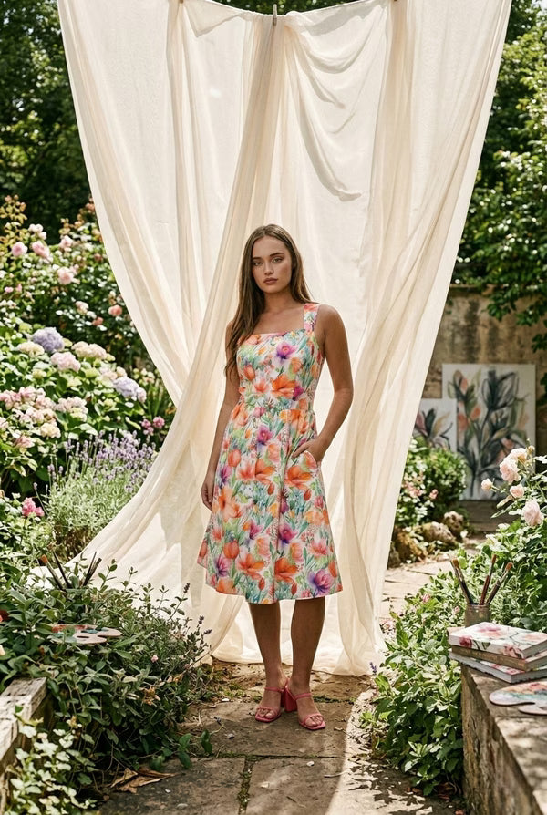Sleeveless Floral Midi Dress