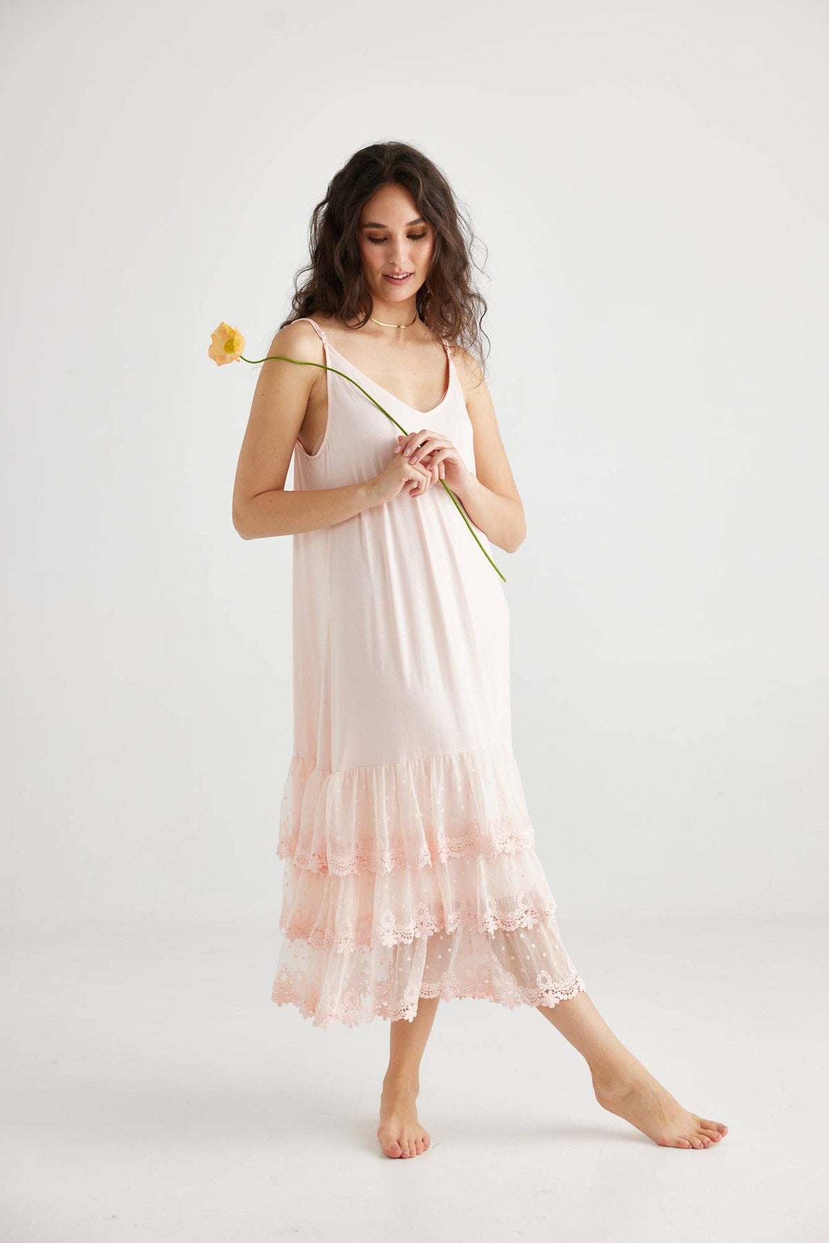 Evangeline Slip Dress in Ballerina Pink