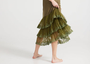 Evangeline slip dress in Moss