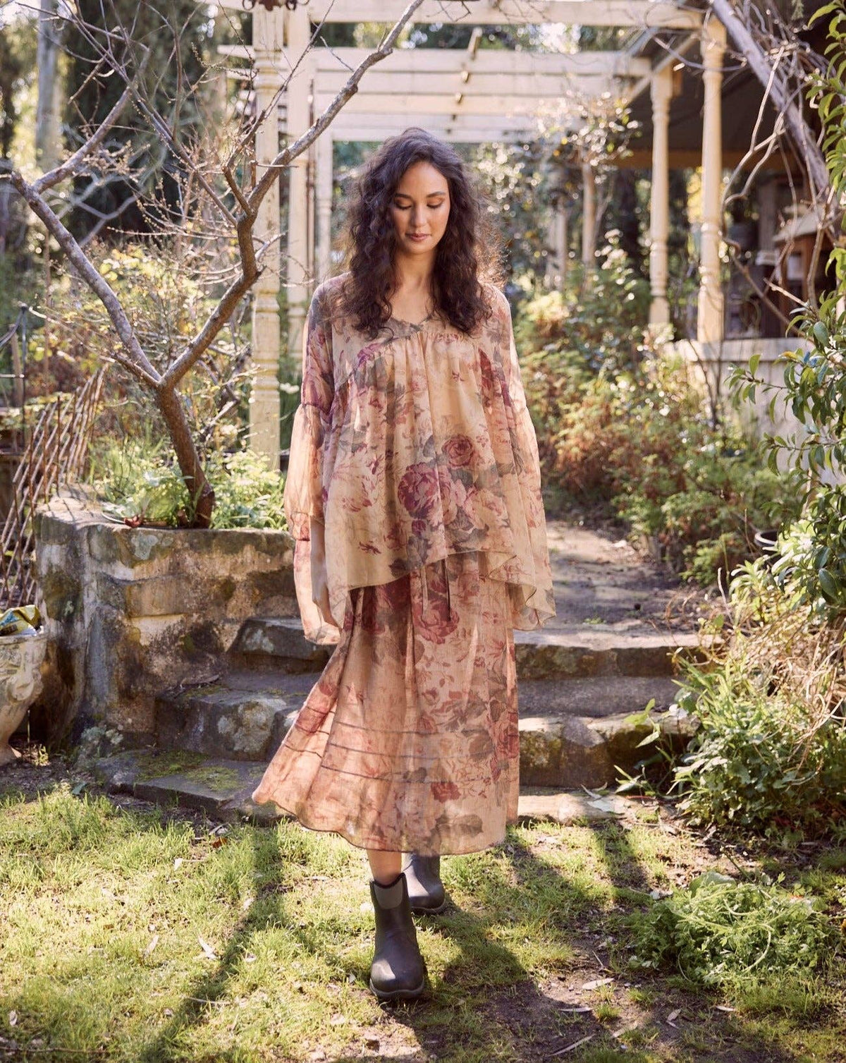 Ariel chiffon blouse - Antique Rose