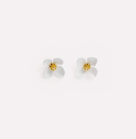 Fauna White Flower Earrings