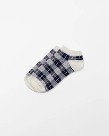 Navy Checker Ankle Socks