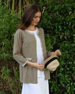 Contrast Longline Cardi from White on Black NZ - Taupe