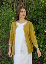 Contrast Longline Cardi from White on Black NZ - Mustard