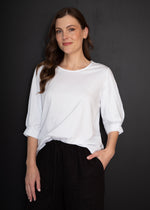 Pleat Sleeve Top from White on Black Clothing NZ
