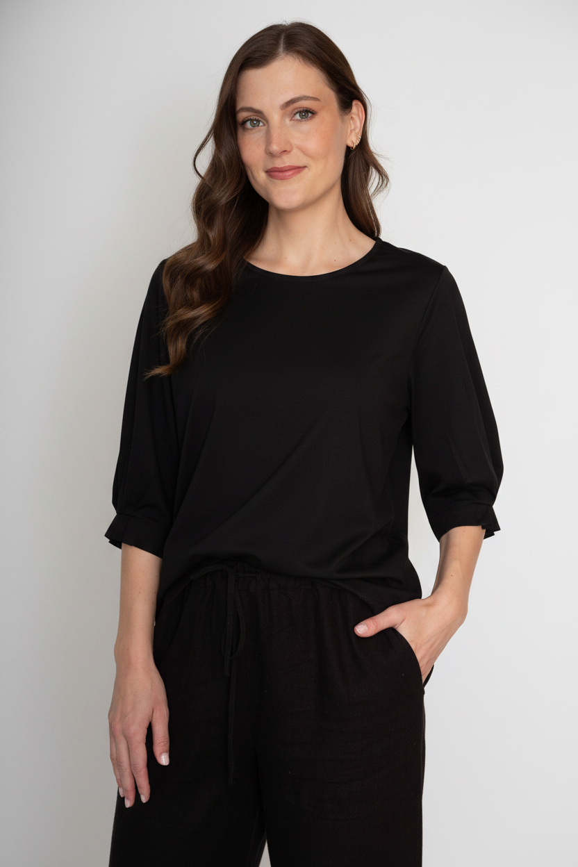 Pleat Sleeve Top from White on Black Clothing NZ