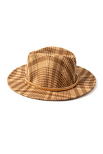 Plaid Fedora Caramel with Gold Strap