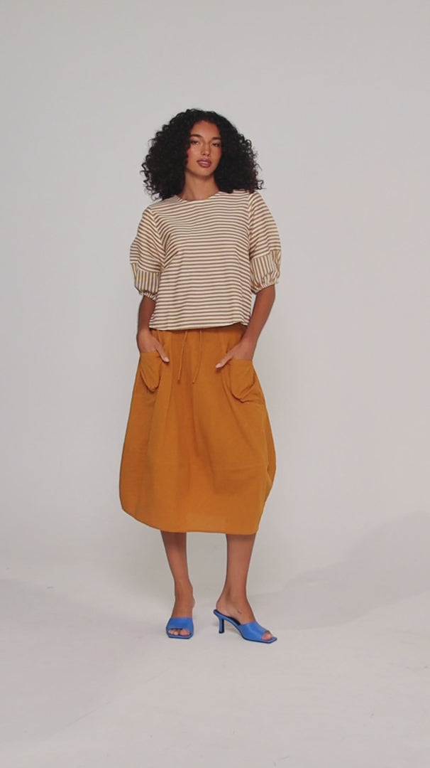 Boom Shankar Ava Shirt - Mustard Stripe