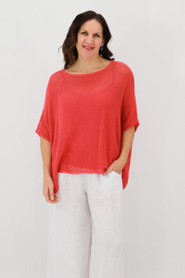 Rossana 2-piece Cotton Mesh Batwing Top
