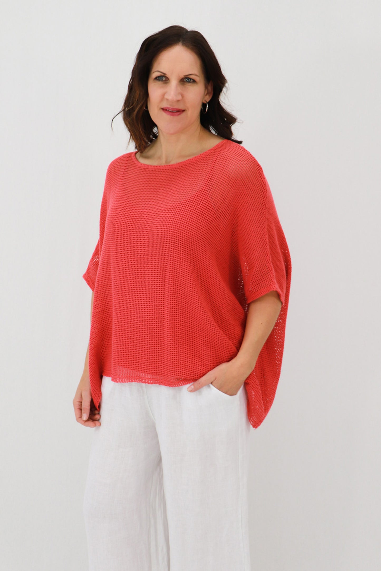 Rossana 2-piece Cotton Mesh Batwing Top