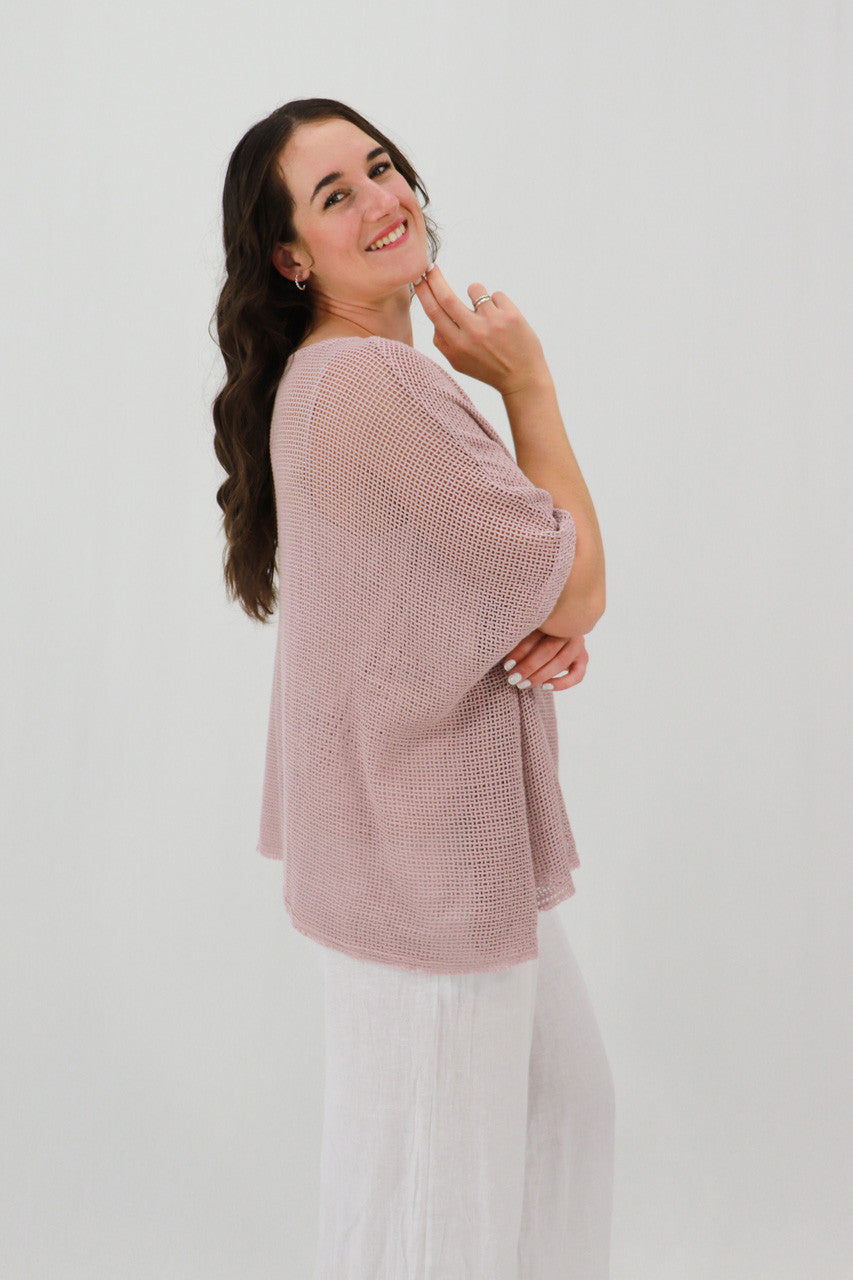 Rossana 2-piece Cotton Mesh Batwing Top