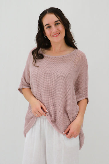 Rossana 2-piece Cotton Mesh Batwing Top