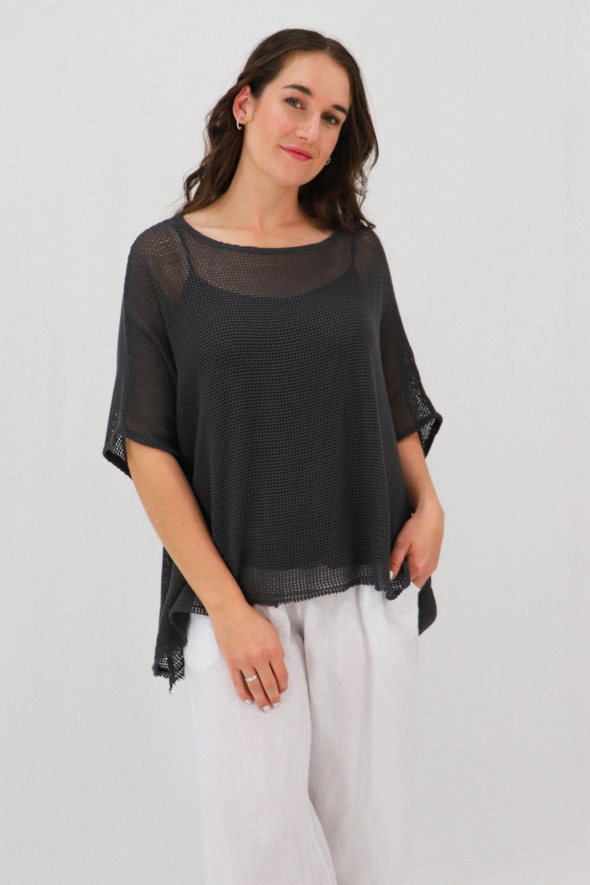 Rossana 2-piece Cotton Mesh Batwing Top